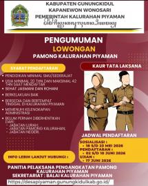 PENGUMUMAN PENDAFTARAN BAKAL CALON PAMONG KALURAHAN PIYAMAN